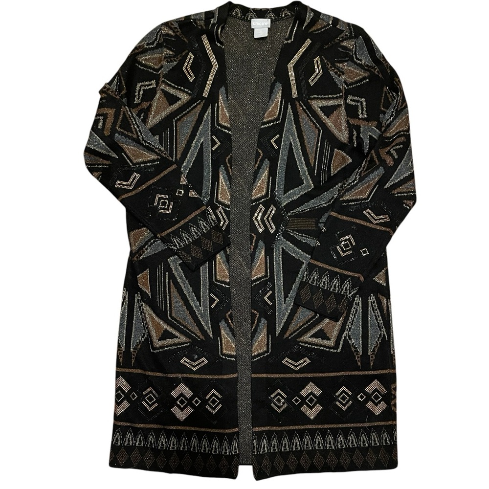 Chicos Embellished metallic sweater coat. Size S. NWOT.